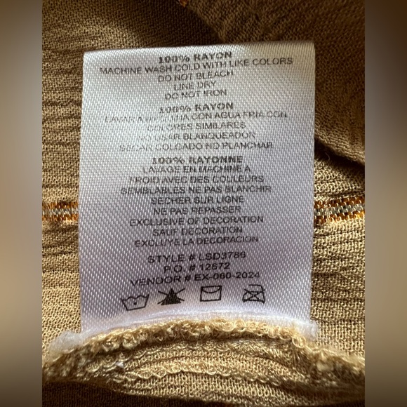 Salty Lemon Gold Sequin Gauzy Sleeveless Swing Mini Dress in Tan. Size L - Picture 7 of 10